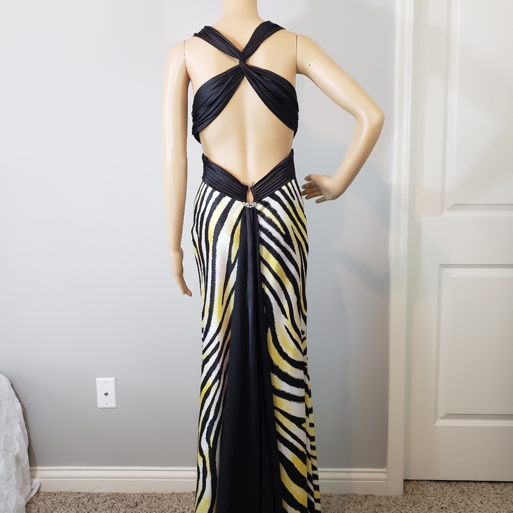 Cache Print Halter Prom Dress - Picture 2 of 8
